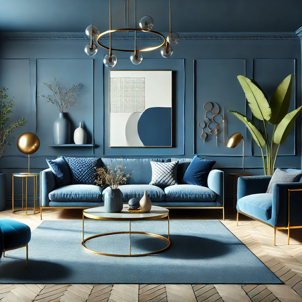 Bold Blues Living room Design