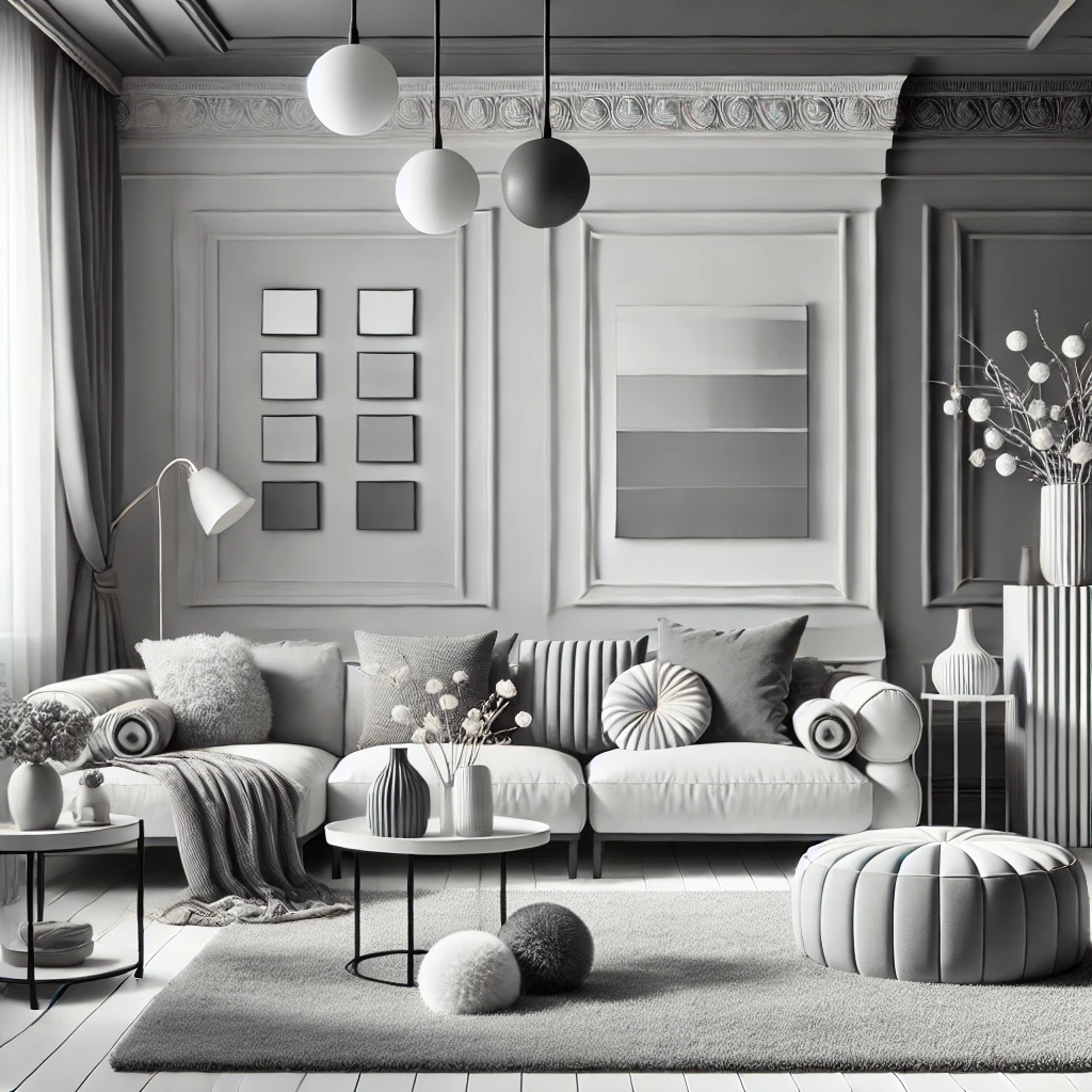 Chic Monochrome living room design idea