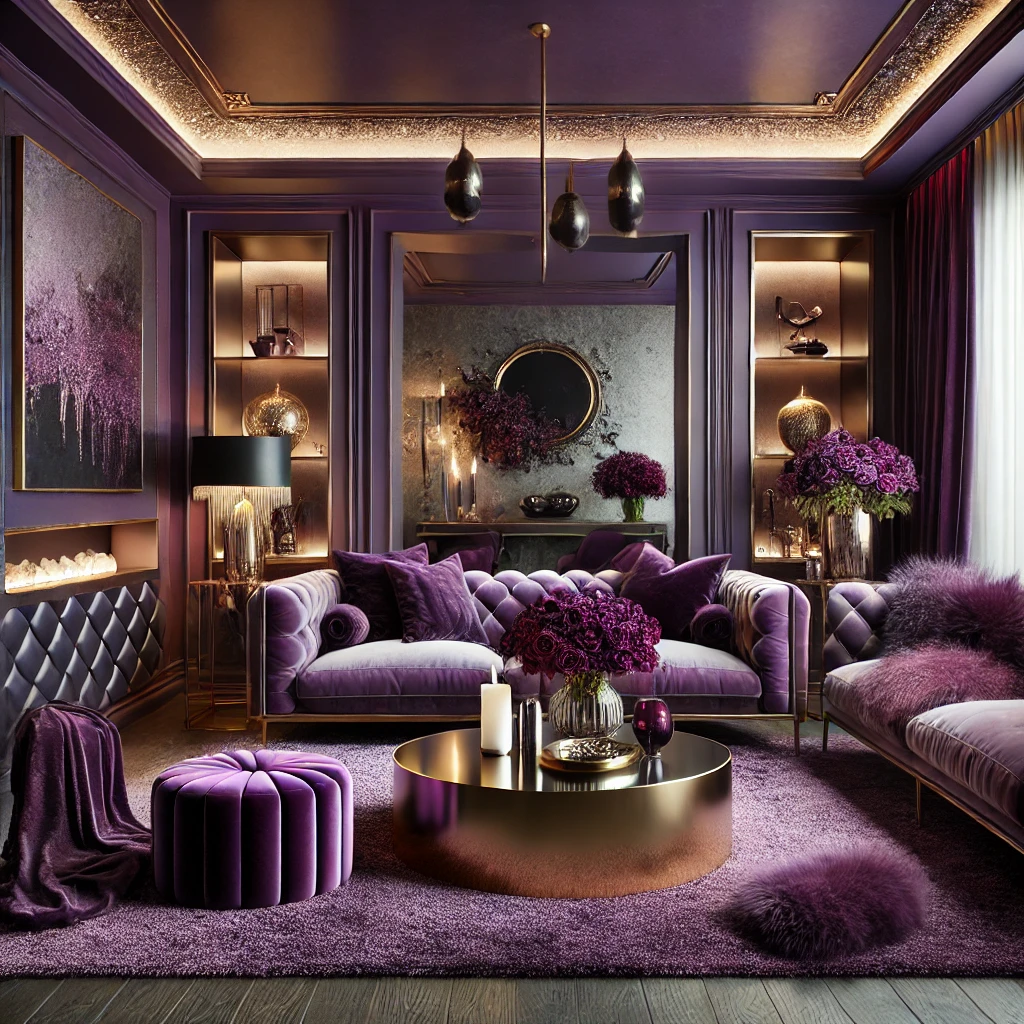 Dramatic Purples living room design idea