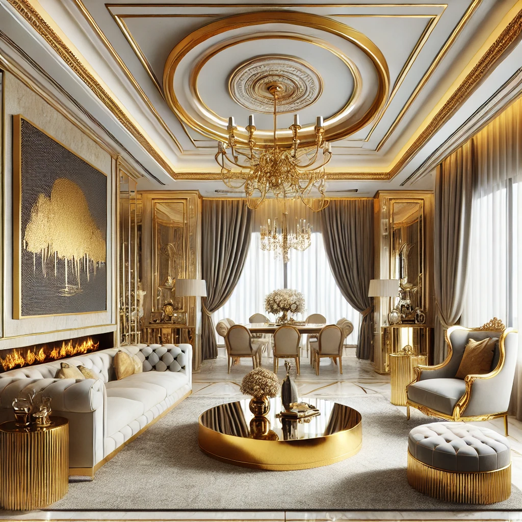 Luxurious Golds living room design idea