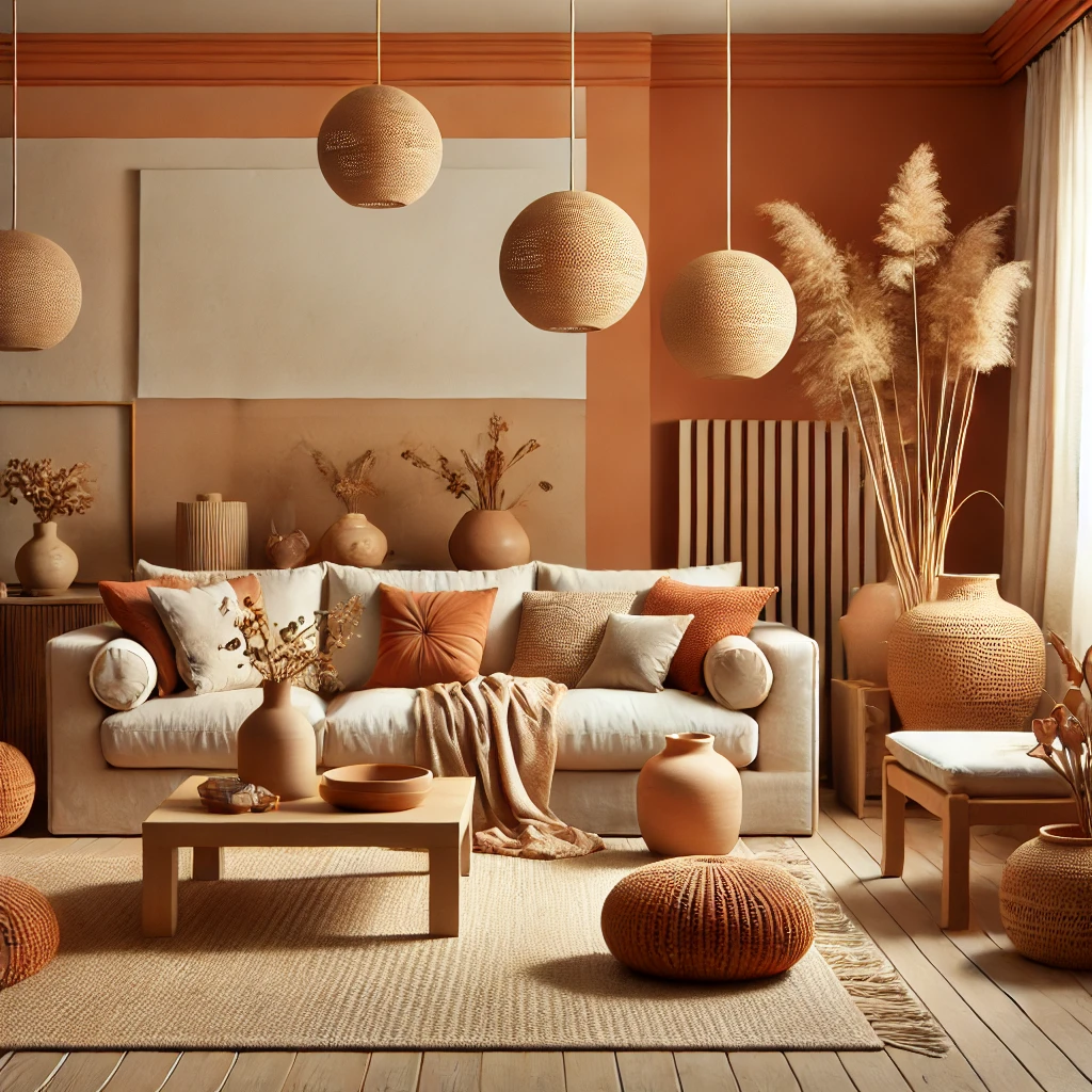 Warm Terracotta living room design idea