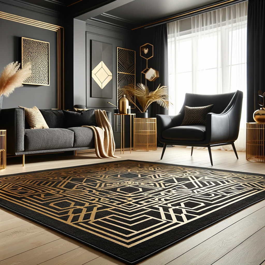 Black Rugs with Golden Patterns