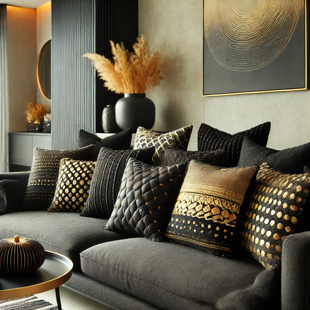 Black and Gold Decorative Pillows