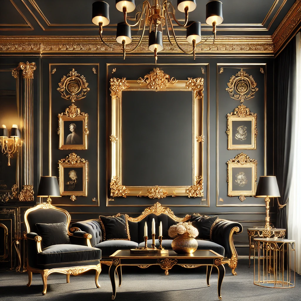 Elegant Black Walls with Golden Accents