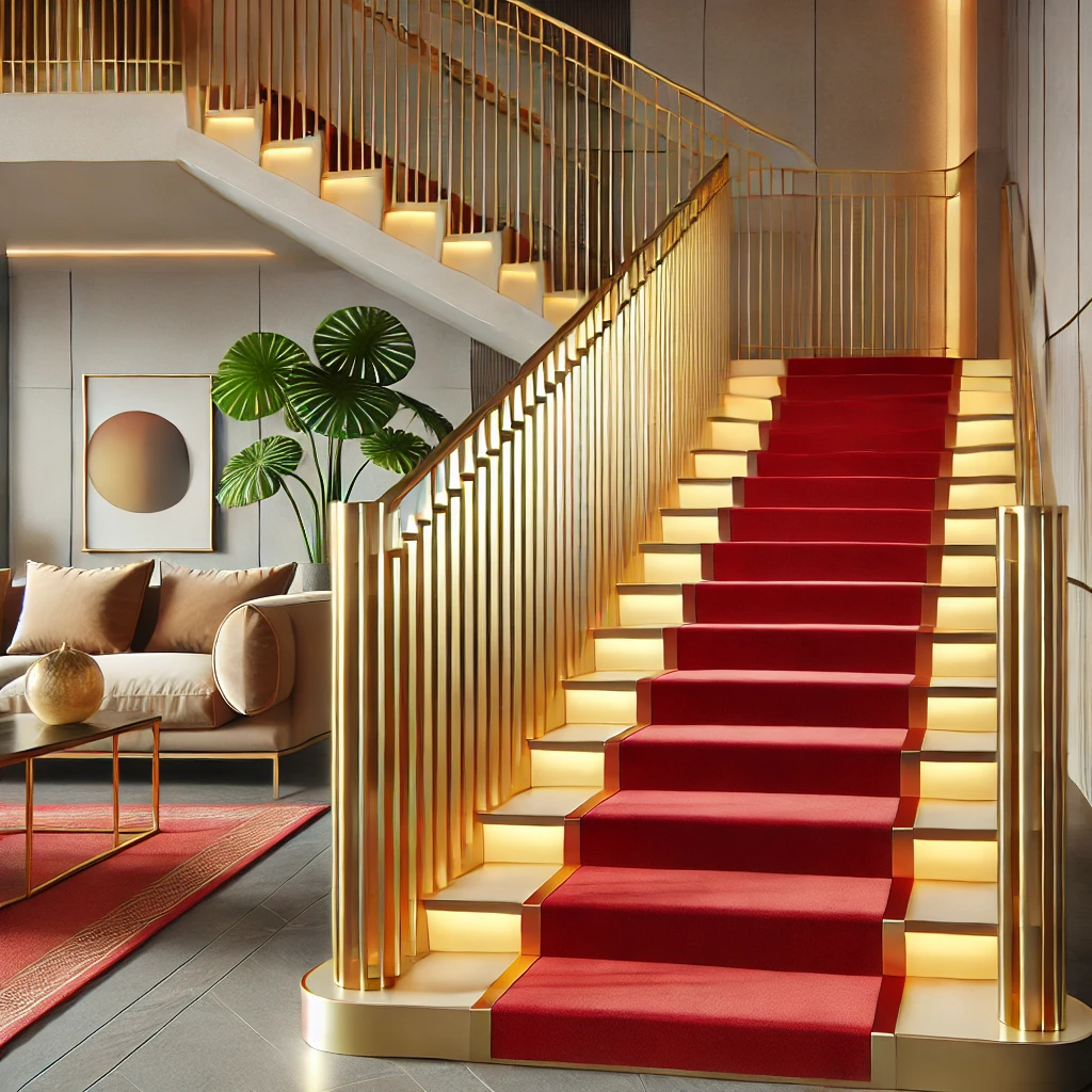 Golden Railing Inserts with Red Steps