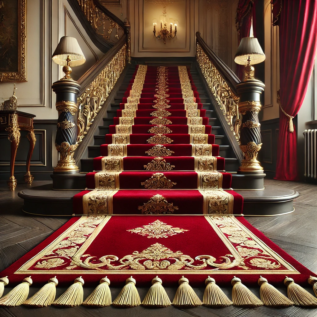 Red Carpet Runner with Golden Tassels