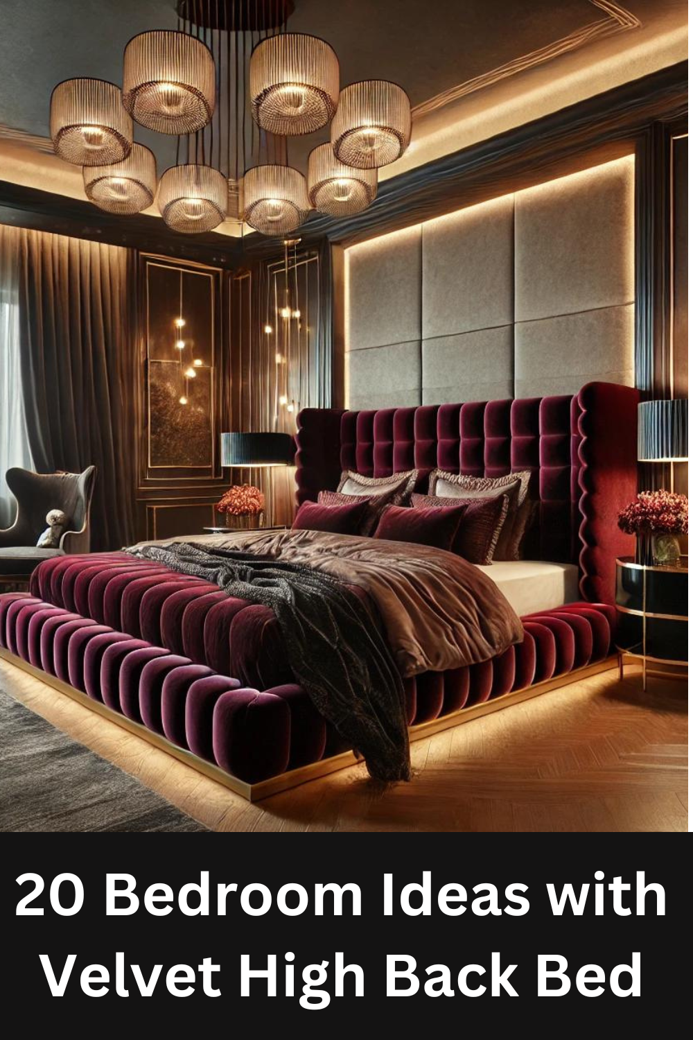 20 Bedroom Ideas with Velvet High Back Bed