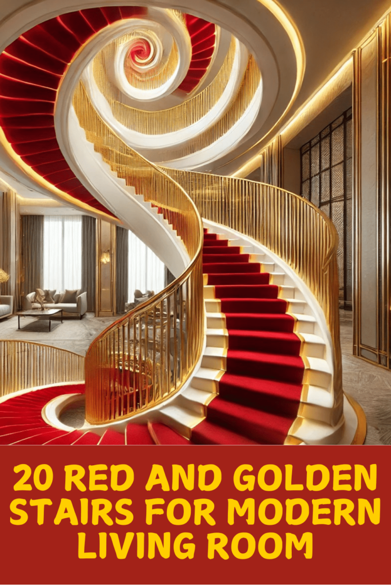 20 Modern Red and Golden Stairs Ideas with Living Room-min