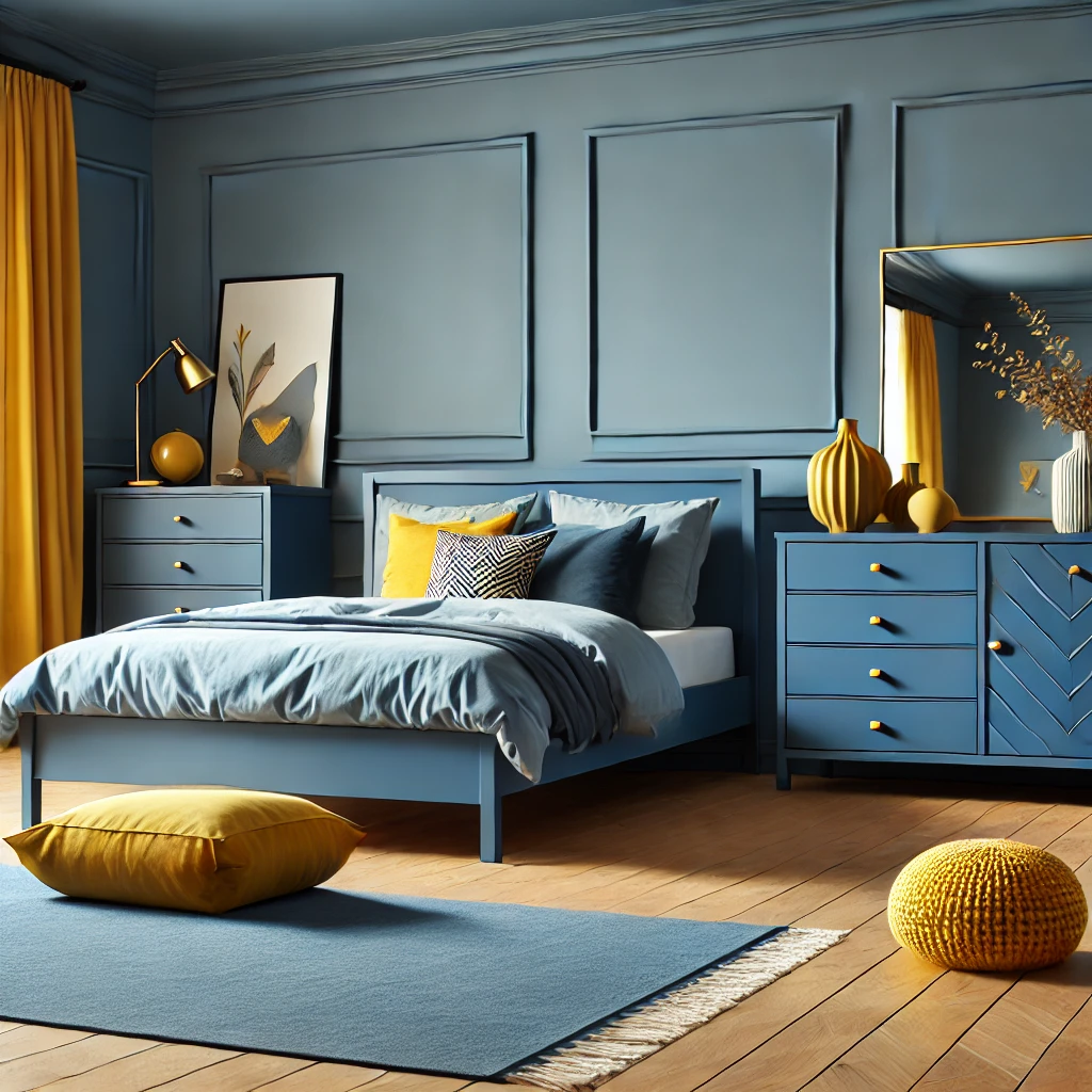 Blue Furniture with Yellow Details