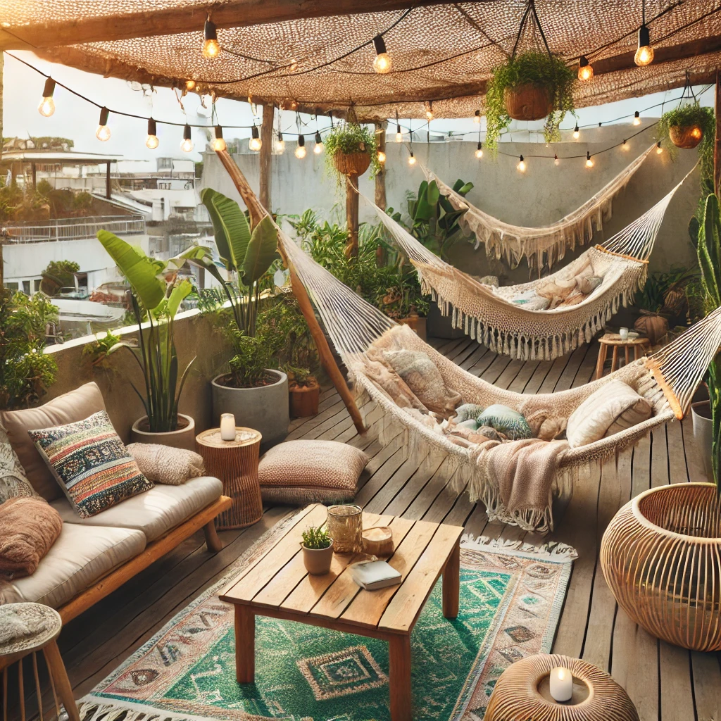 Bohemian Vibes with Hammocks and Rattan