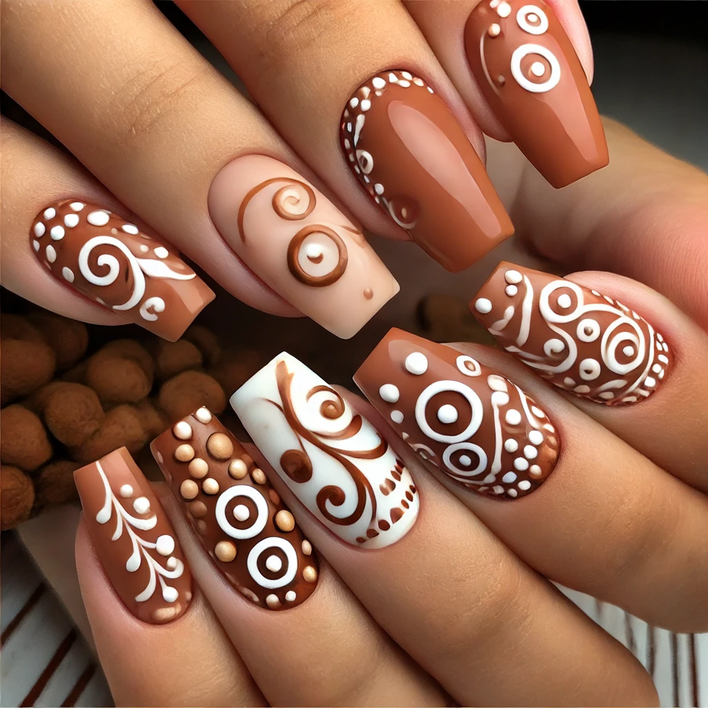 Cinnamon Brown and White Swirls