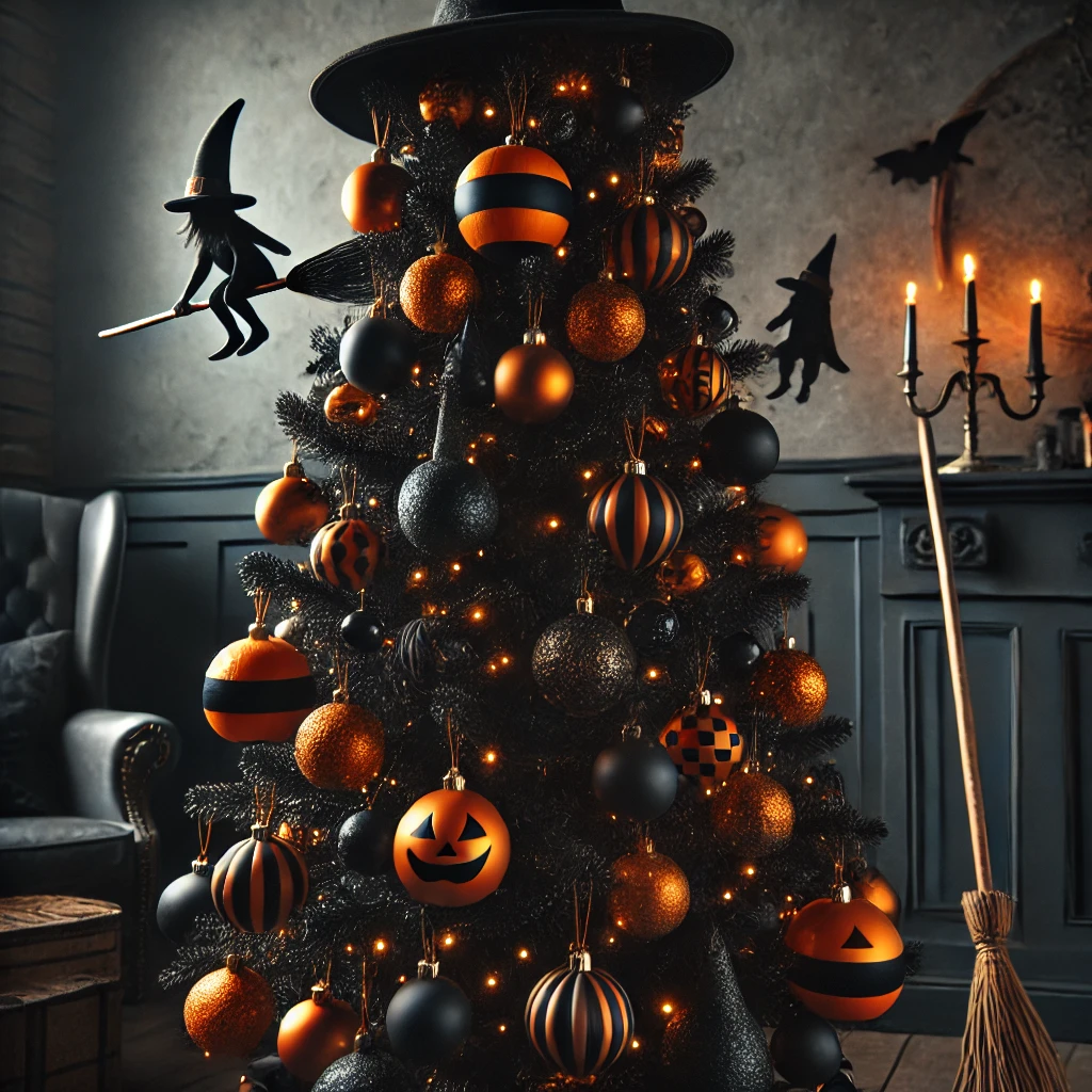 Classic Black and Orange Witchy Tree