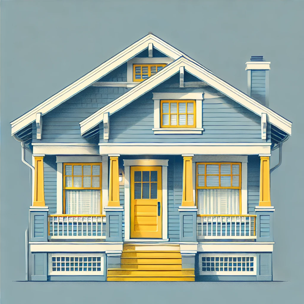 Classic Blue Siding with Yellow Accents