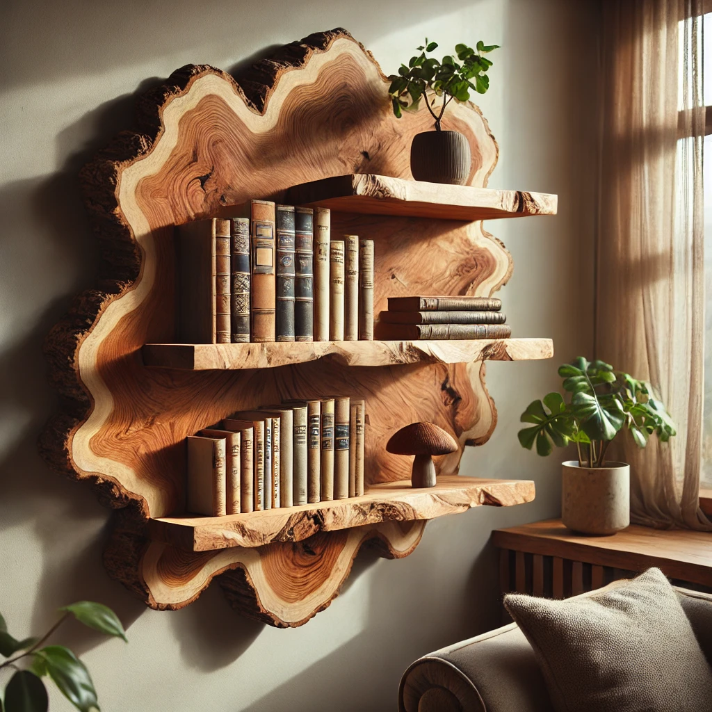 Classic Live Edge Bookshelf Raw Beauty of Wood