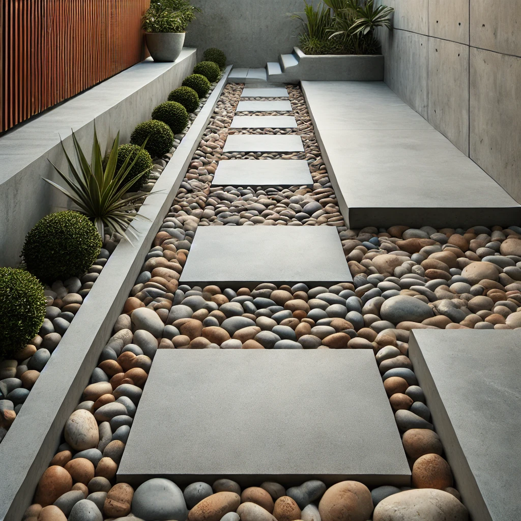 Concrete and River Rock Combo