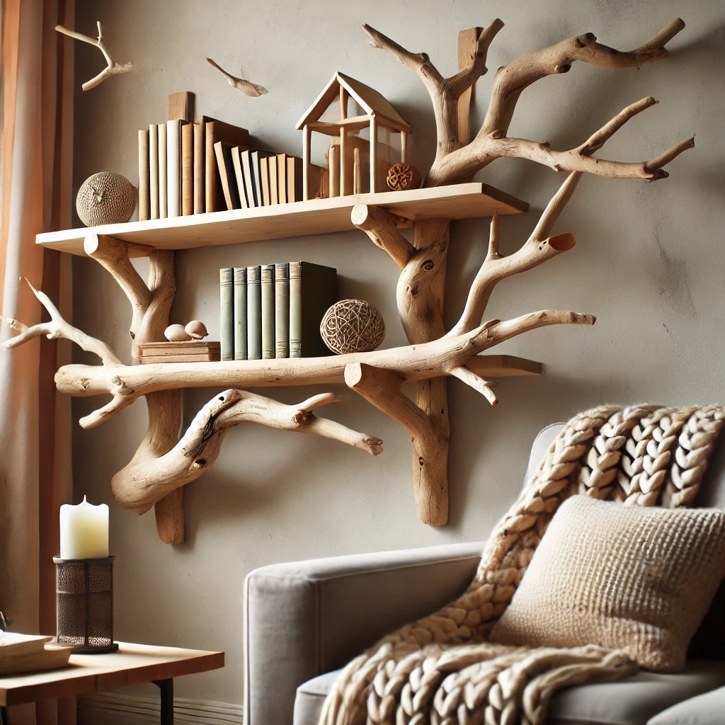 DIY Tree Branch Shelves Personalize Your Décor