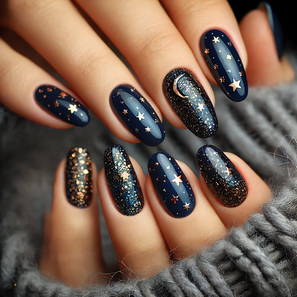 Dark Blue with Gold Stars