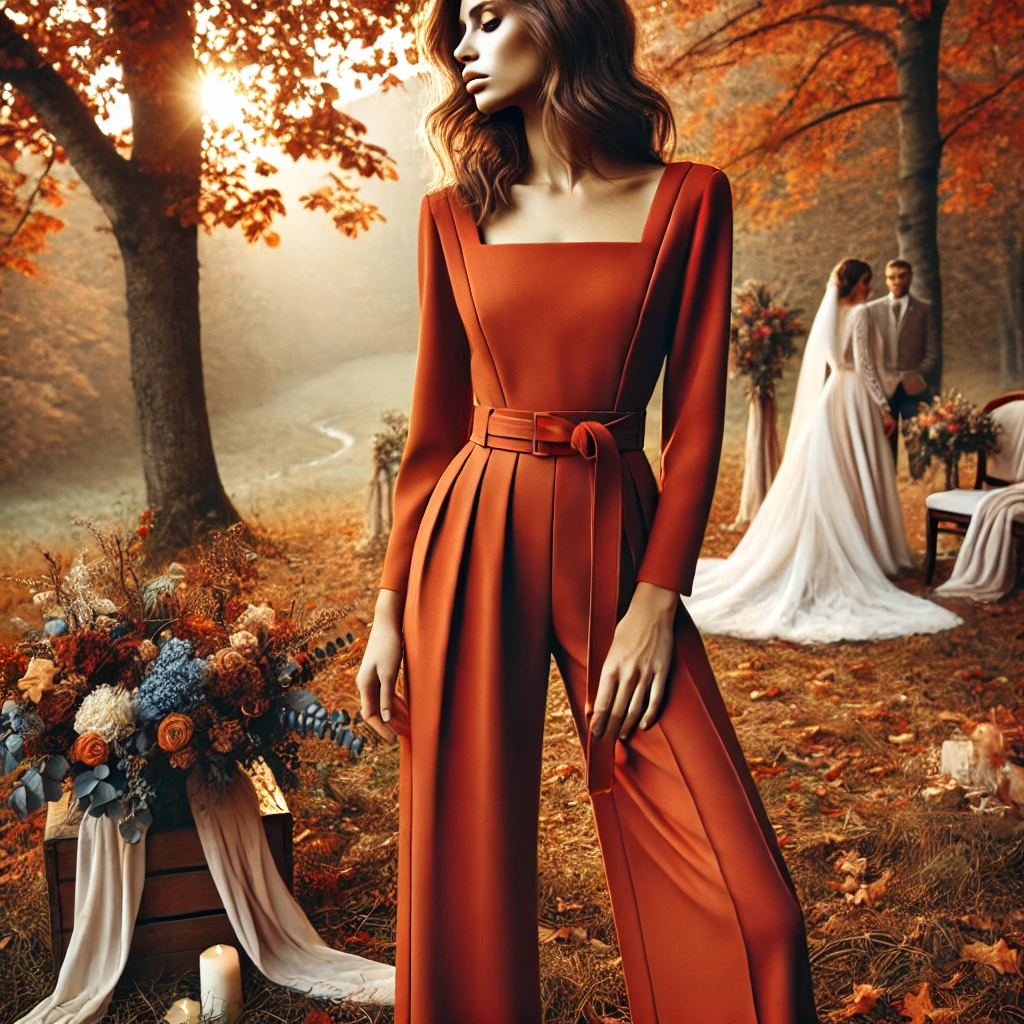 Embrace Autumn Colors with a Rust-Colored Jumpsuit