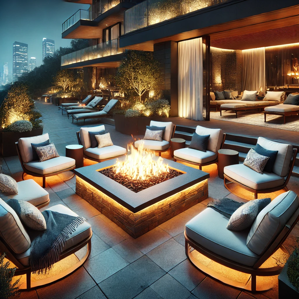 Fire Pit with Lounge Chairs