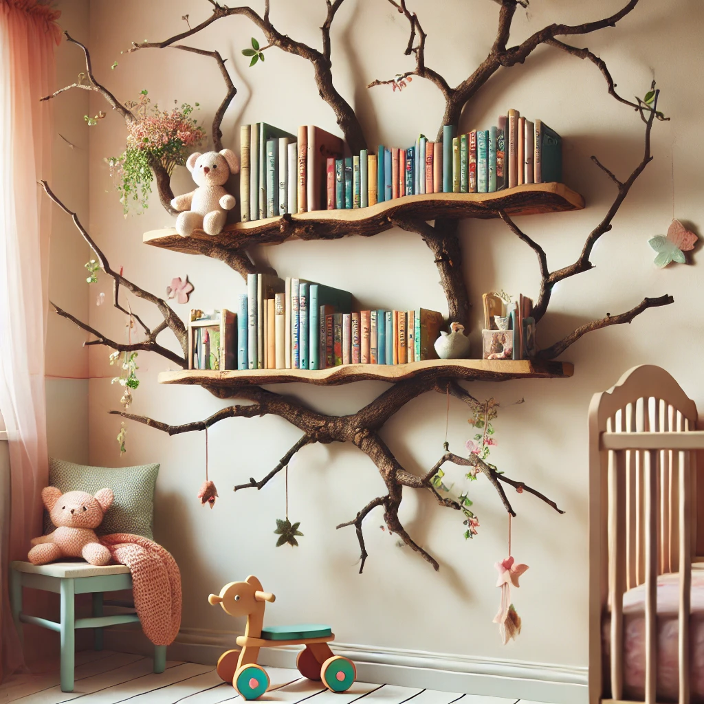 Floating Tree Branch Shelves for Kids’ Rooms