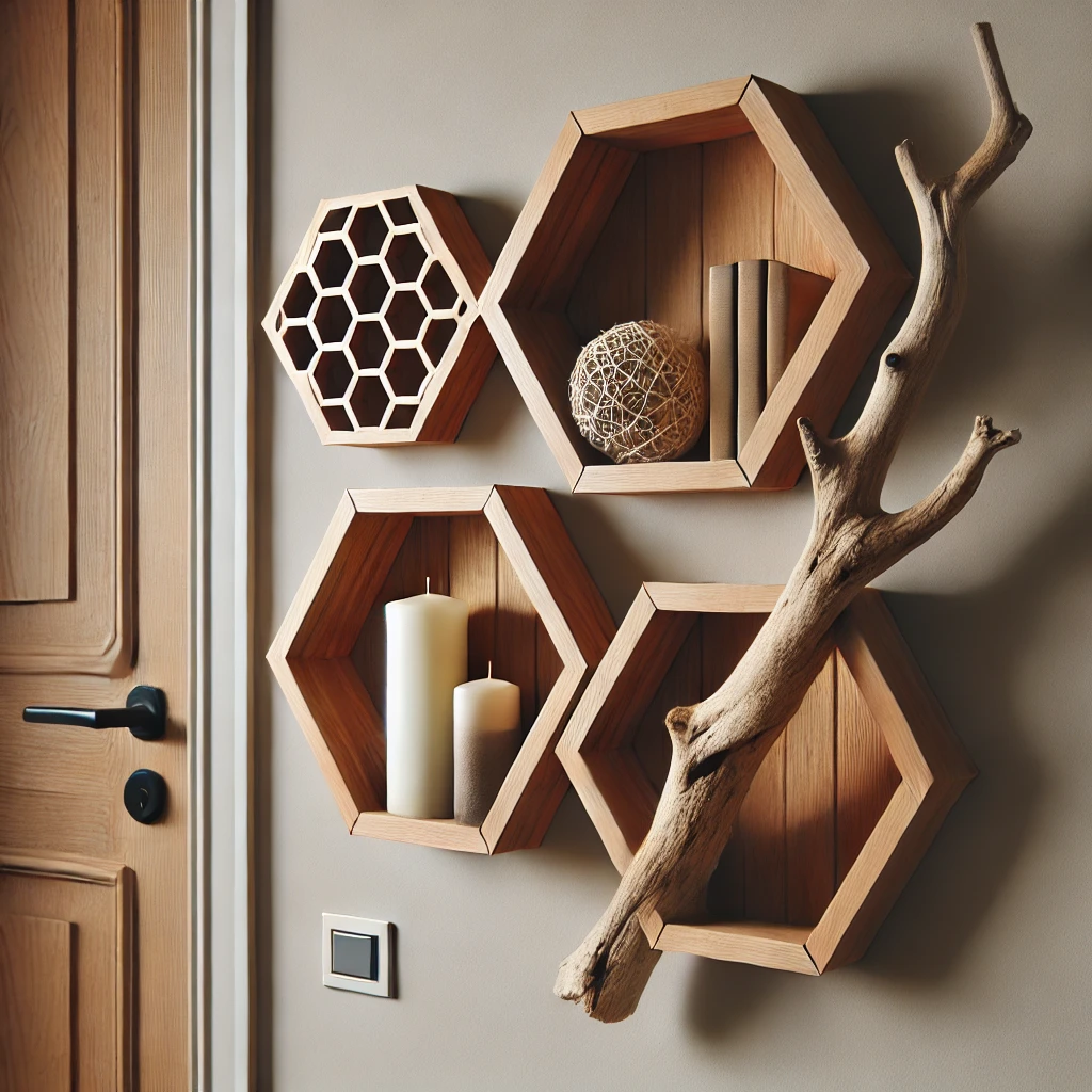 Geometric Floating Shelves with a Natural Twist