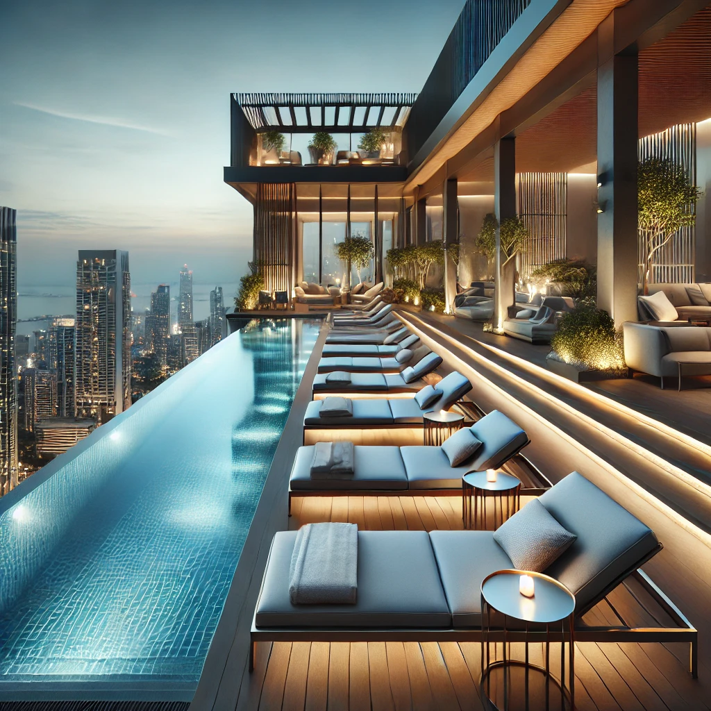 Infinity Pool with Poolside Furniture