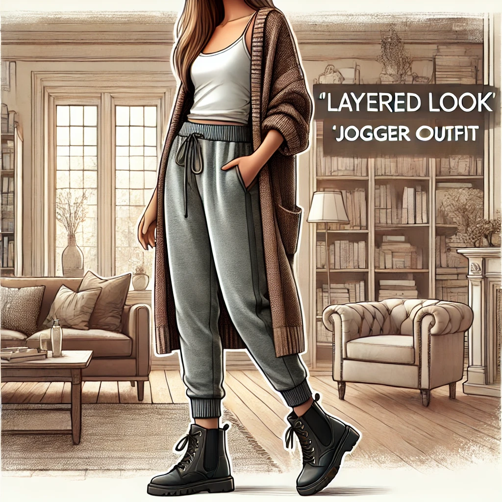 Layered Look Joggers with a Long Cardigan