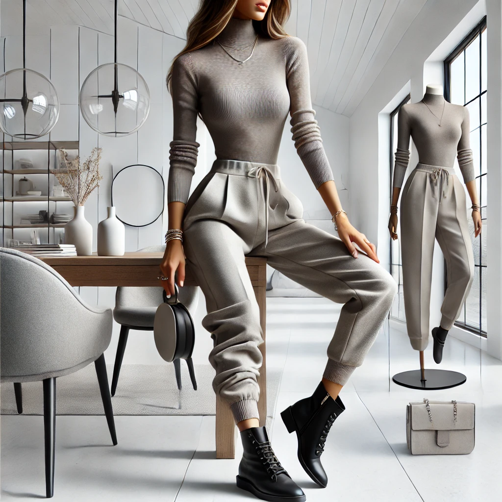 Minimalist Approach Joggers with a Turtleneck