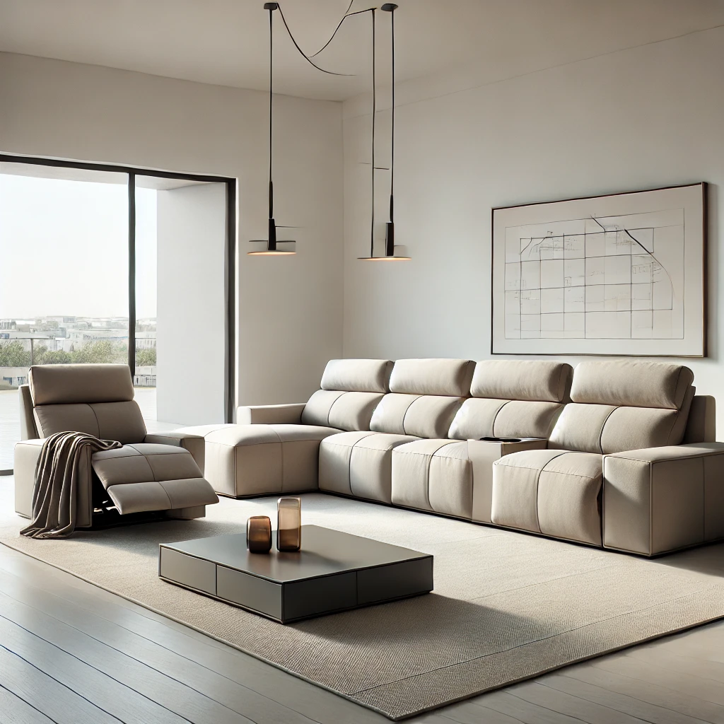 Minimalist Reclining Sofa with Tech Features