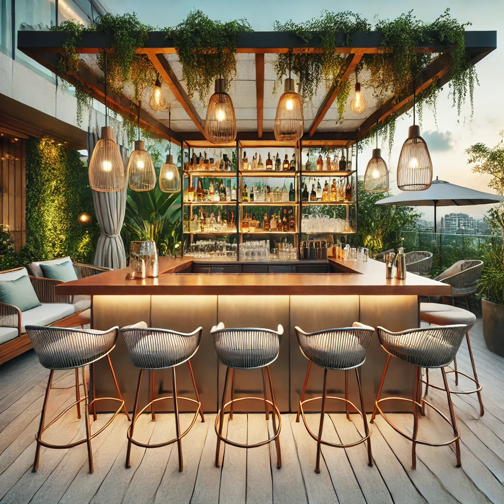 Outdoor Bar with Bar Stools