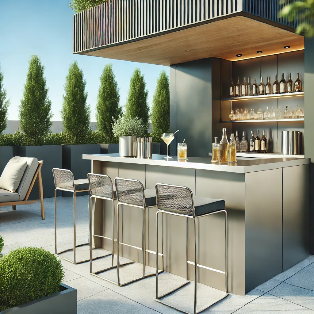 Patio with Outdoor Bar and Stools