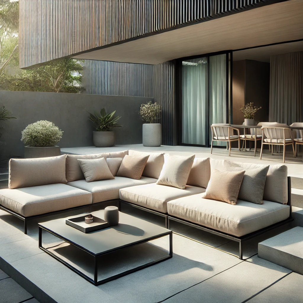 Patio with Sectional Sofa and Coffee Table