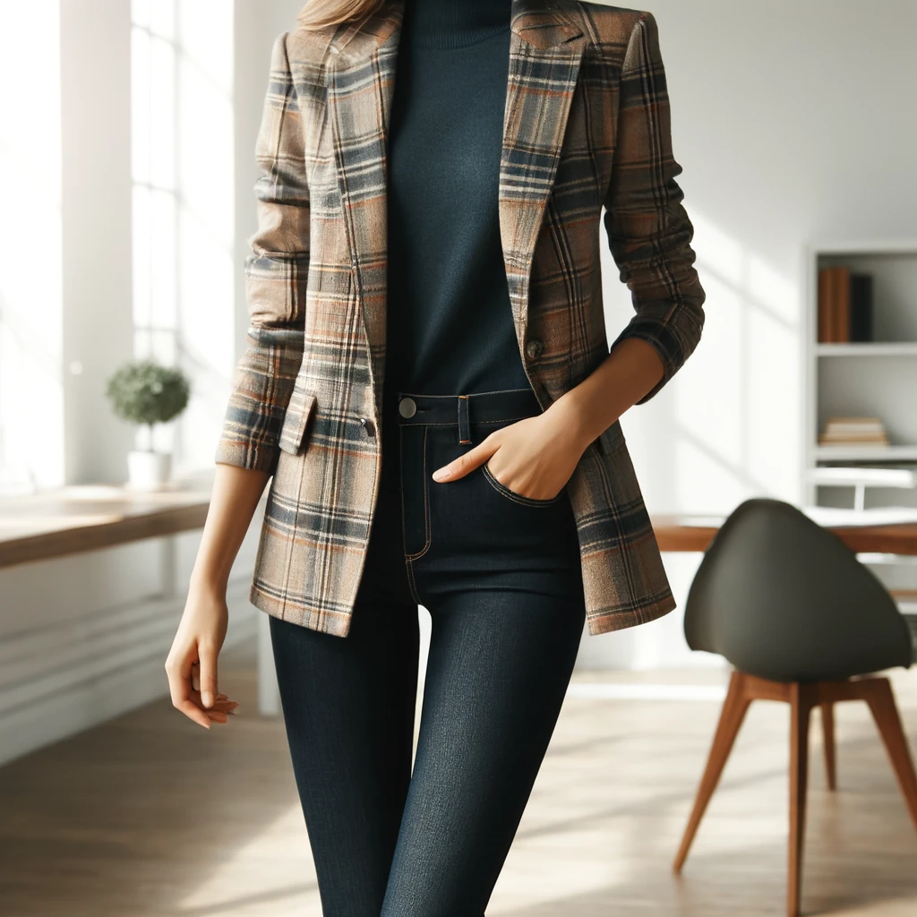 Plaid Blazer with Skinny Jeans