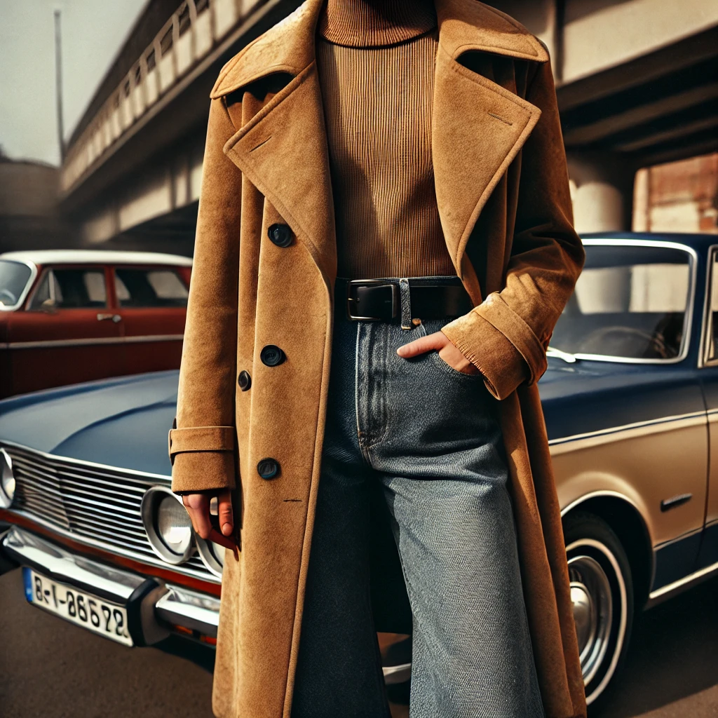 Retro Vibes with a Suede Trench Coat