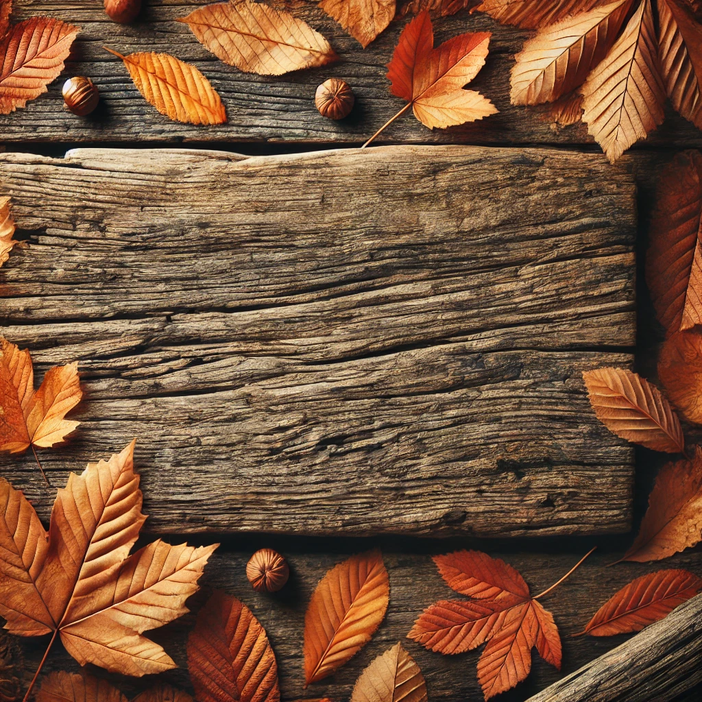 Rustic Wood and Leaves