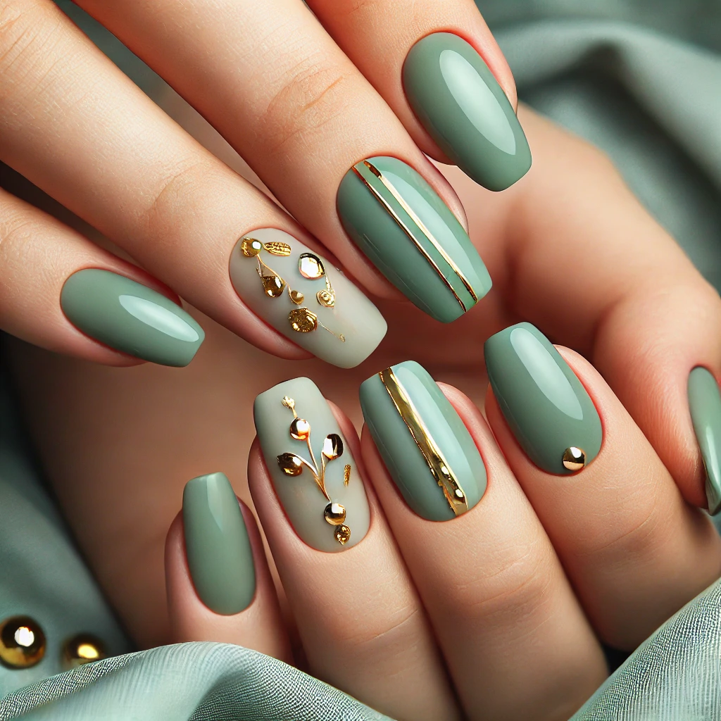 Sage Green with Gold Accents