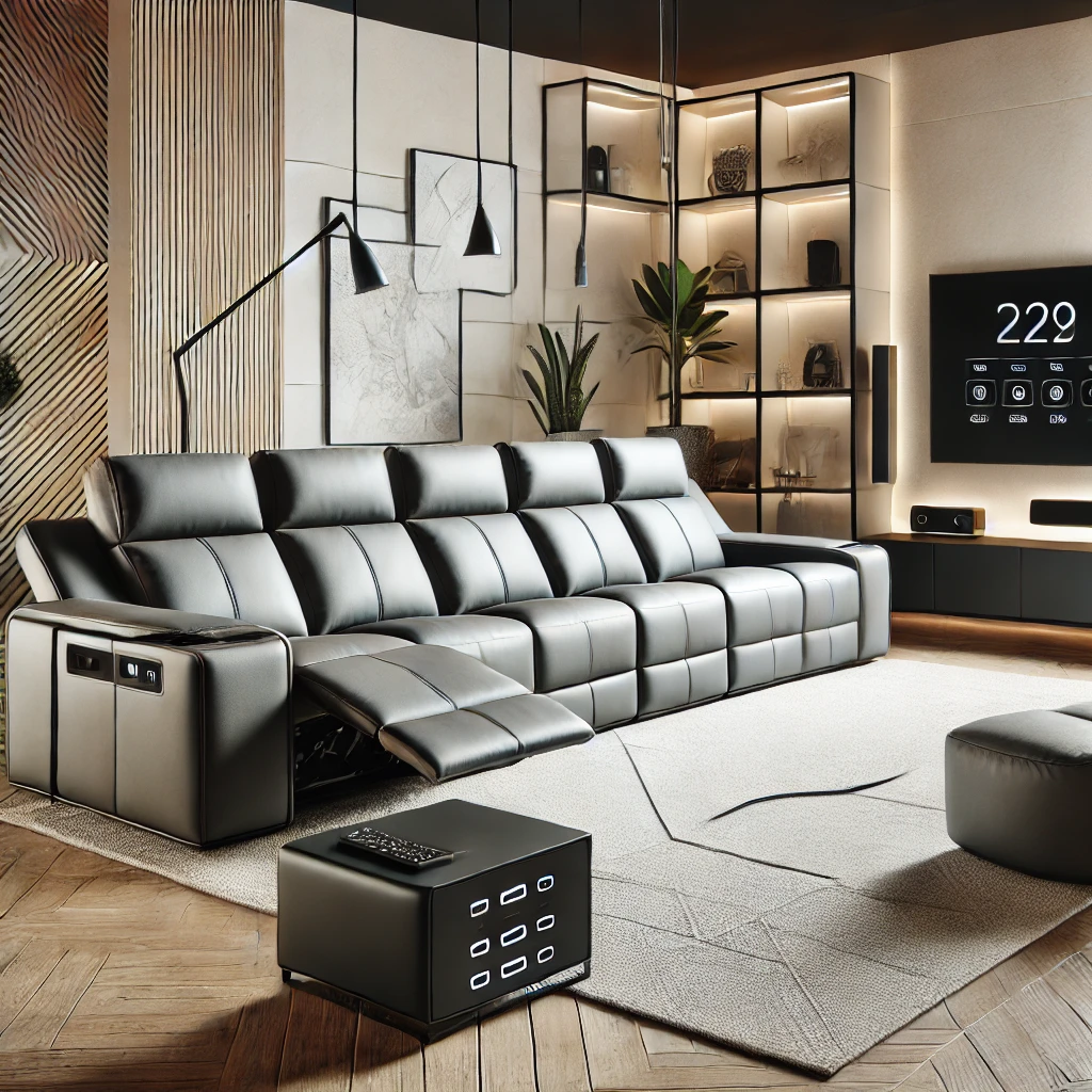 Sleek Sectional Sofa with USB Charging Ports and Speakers