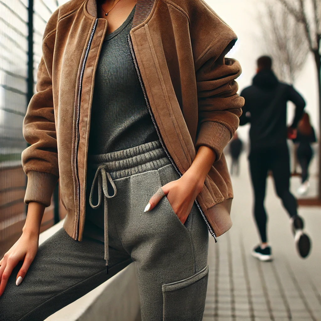 Sporty Look with Suede Bomber Jacket