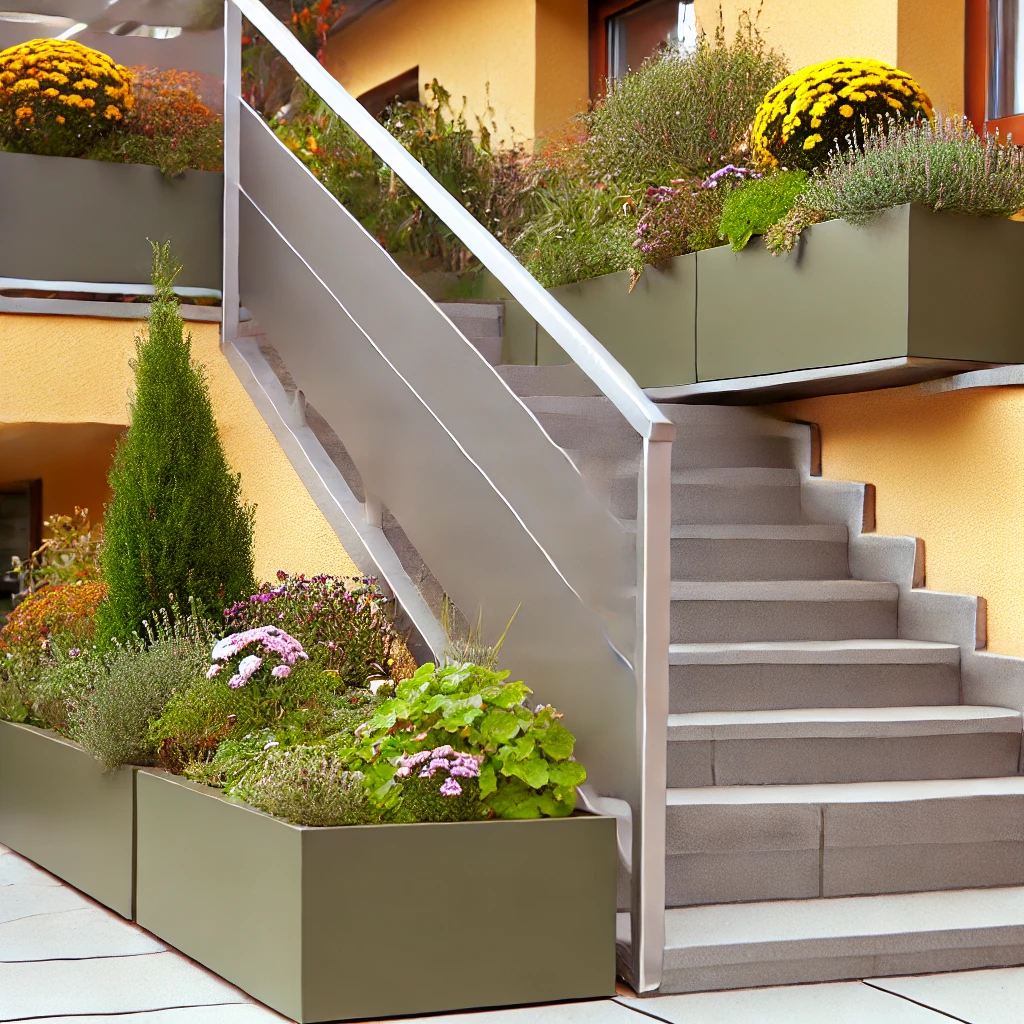 Stairs with Built-In Planter Boxes