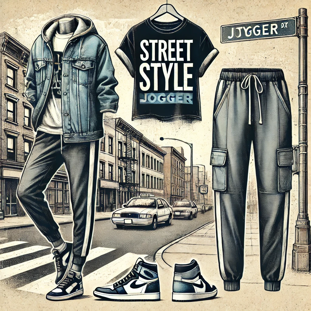 Street Style Joggers with a Denim Jacket