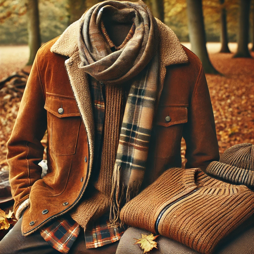 Suede Jacket with Plaid for a Rustic Look