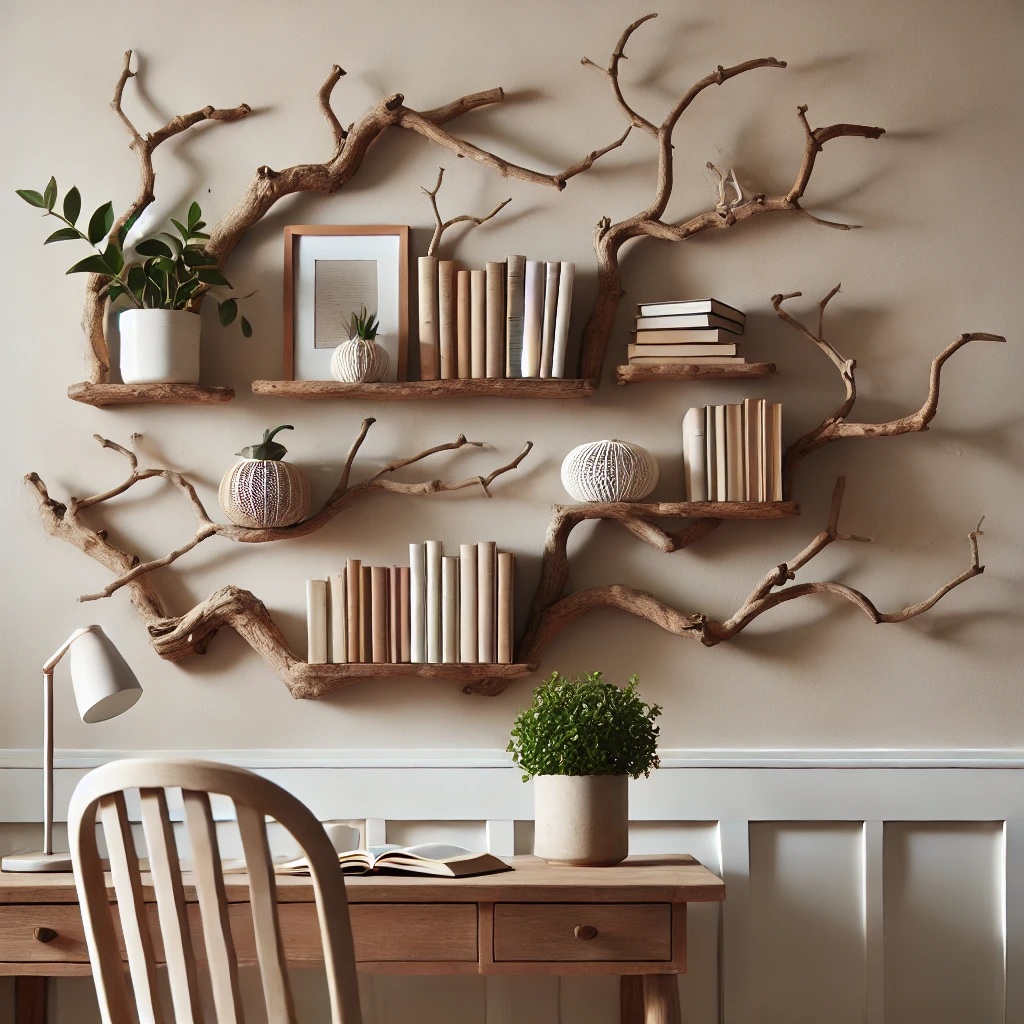 Tree Branch Bookshelves for an Organic Aesthetic