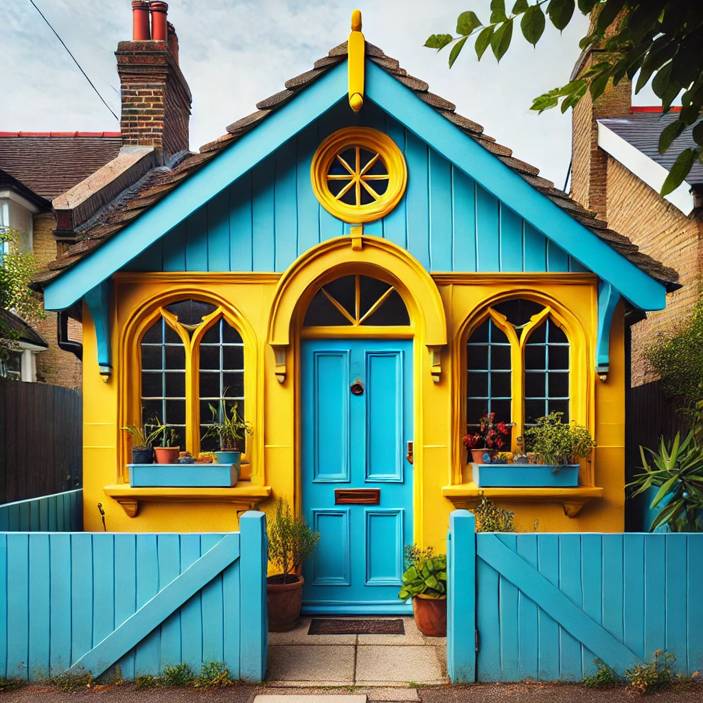 Vibrant Blue Doors with Yellow Trim