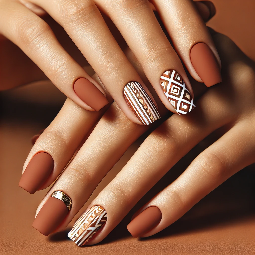 Warm Brown with Geometric Patterns