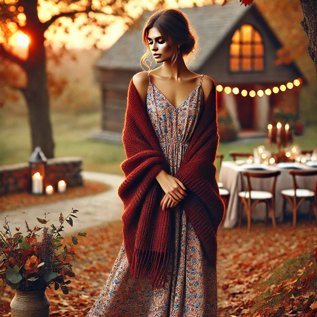 Warm and Stylish with a Maxi Dress and Shawl