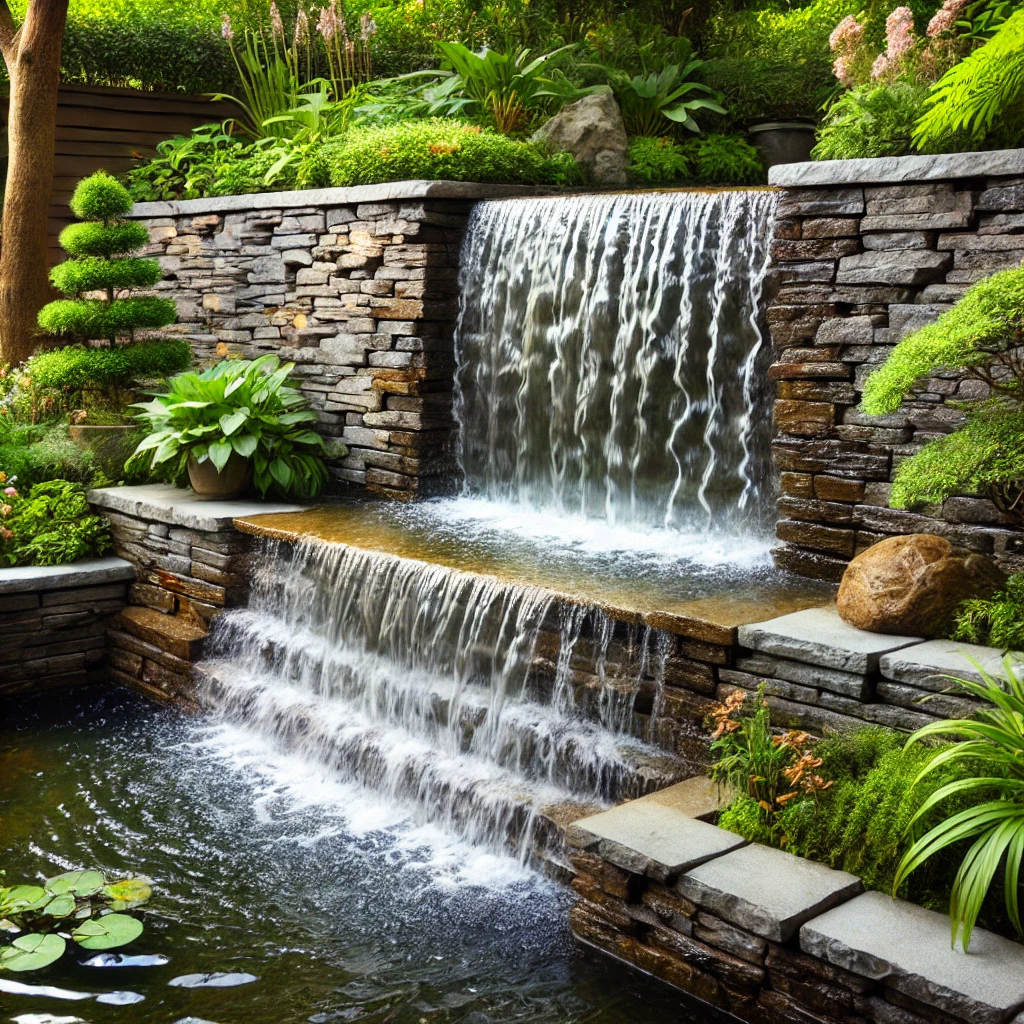 Waterfall Over a Retaining Wall