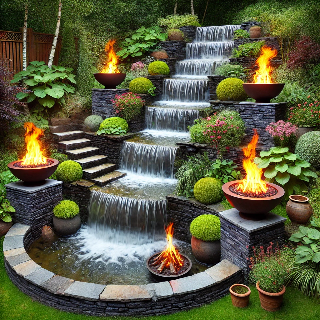 Waterfall with Fire Elements