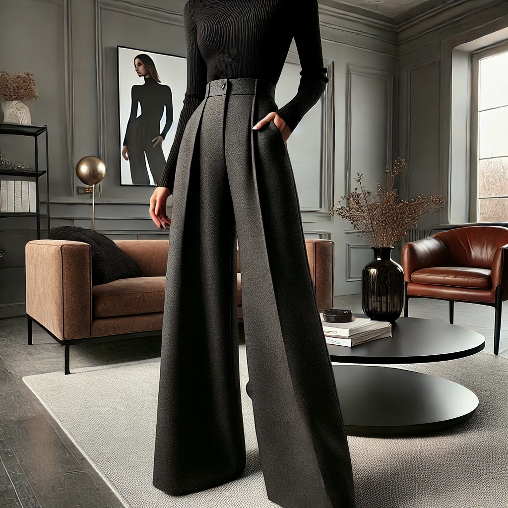 Wide-Leg Pants with a Turtleneck