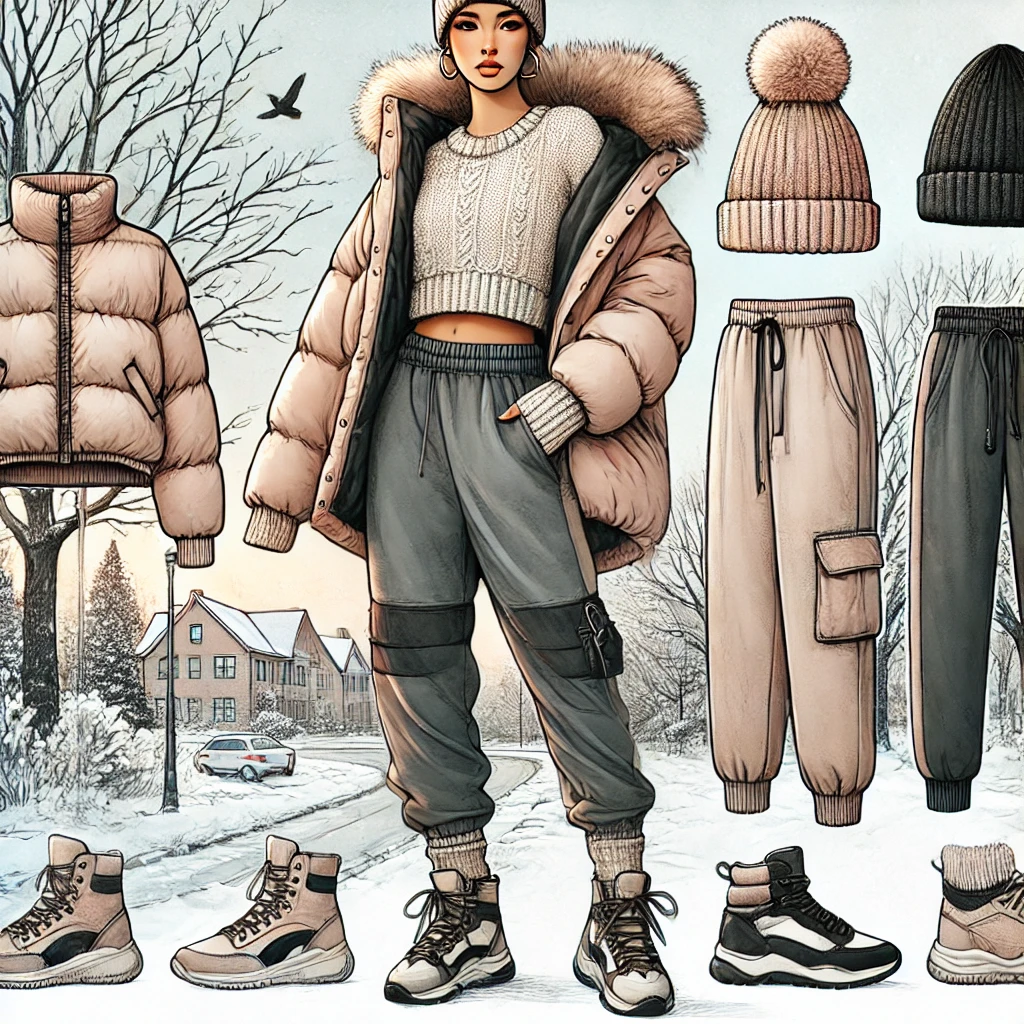 Winter Warmth Joggers with a Puffer Jacket