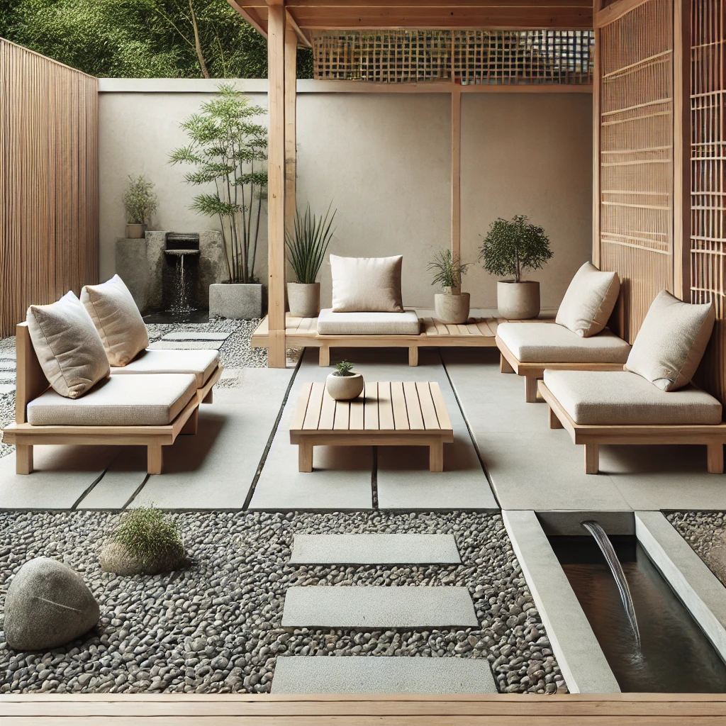 Zen Garden Patio with Minimalist Furniture